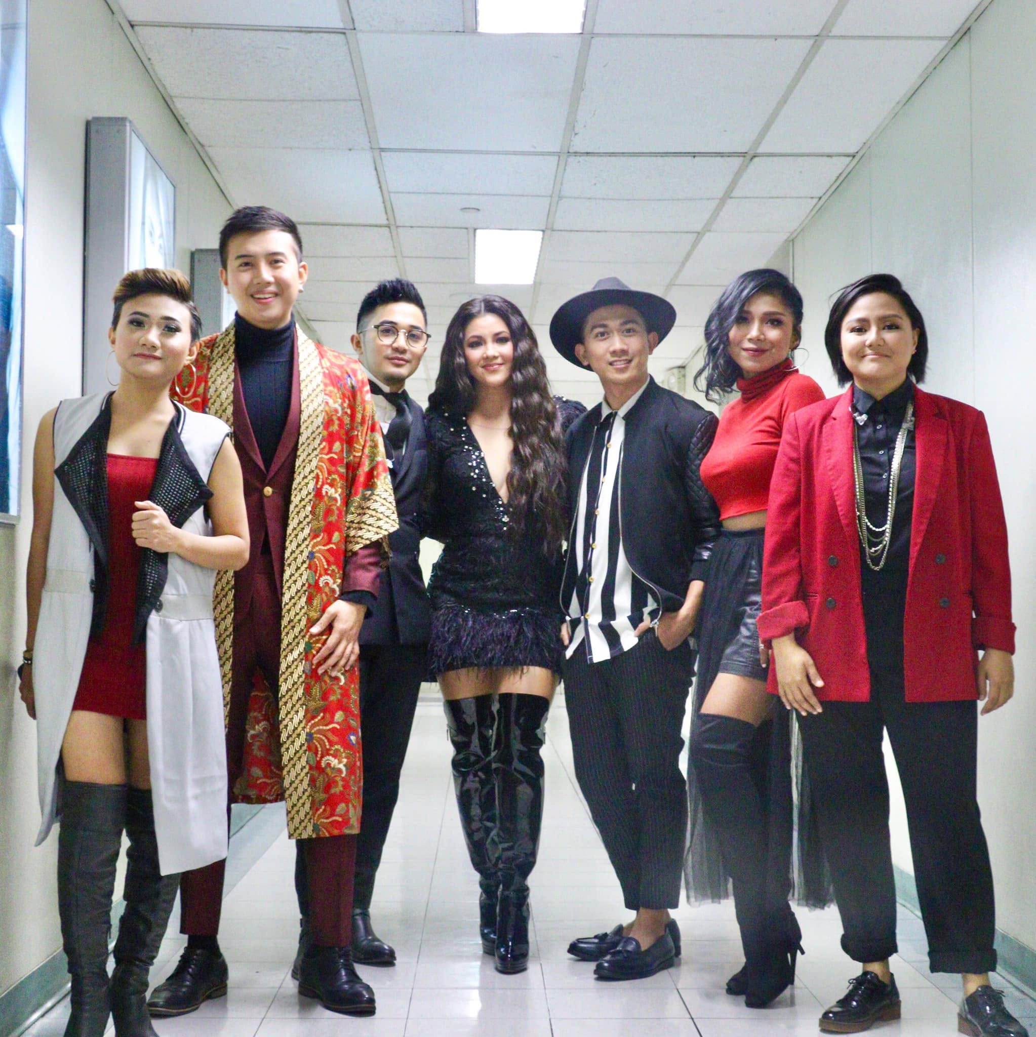 Pinopela backstage in performance dress